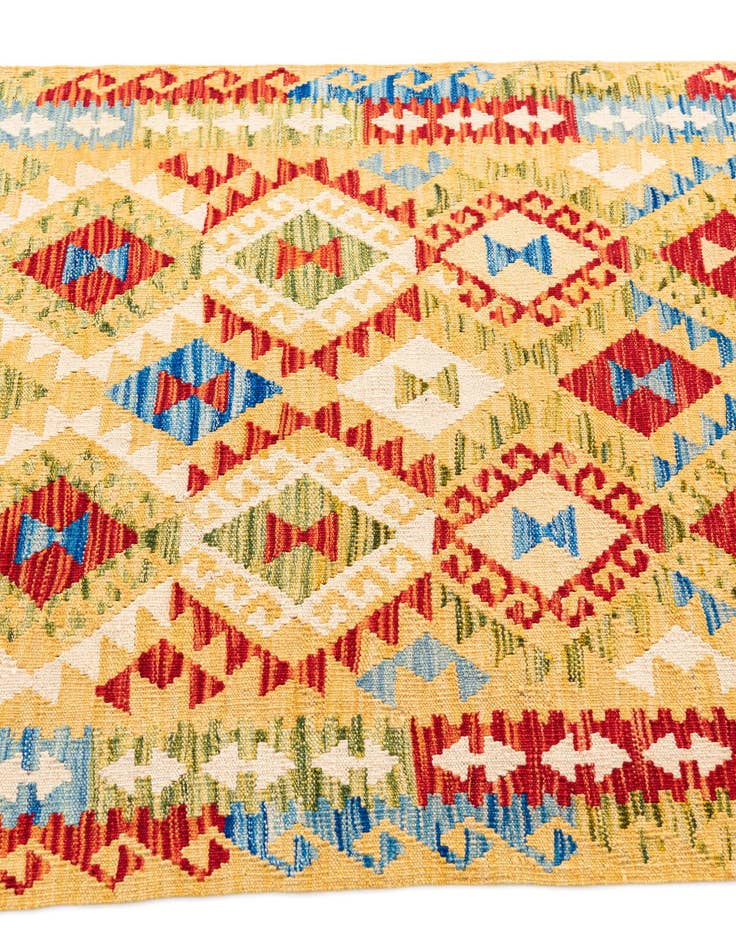 Detail image of  3' 6 x 6' 8  Hand Woven Kilim Maymana Wool Rug
