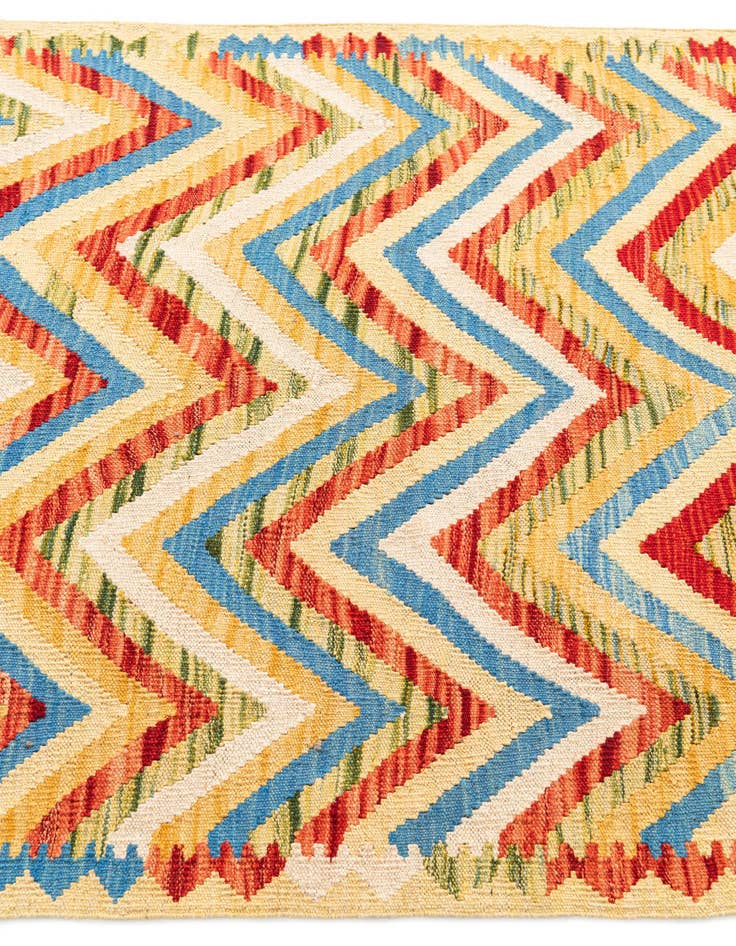 Detail image of  3' 5 x 6' 4  Hand Woven Kilim Maymana Wool Rug
