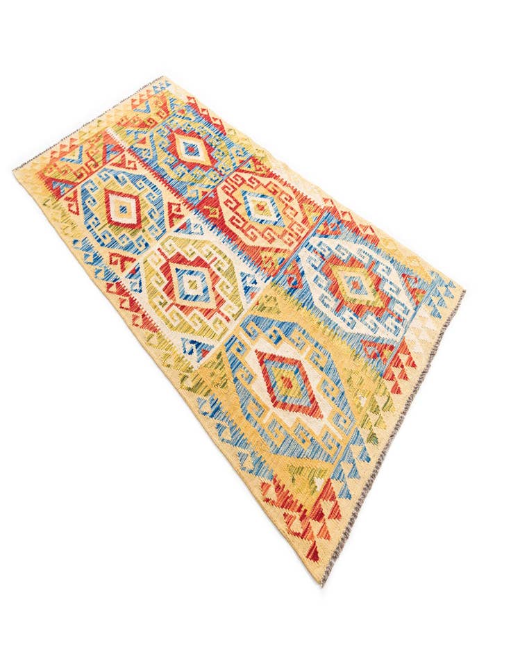 Detail image of  3' 4 x 6' 6  Hand Woven Kilim Maymana Wool Rug