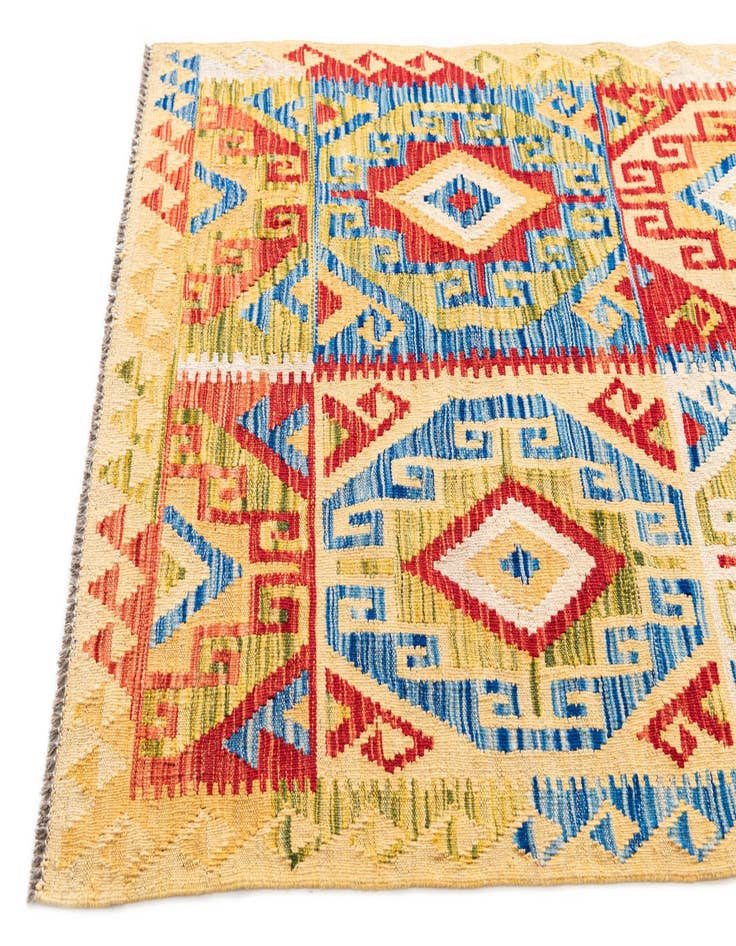 Detail image of  3' 4 x 6' 6  Hand Woven Kilim Maymana Wool Rug