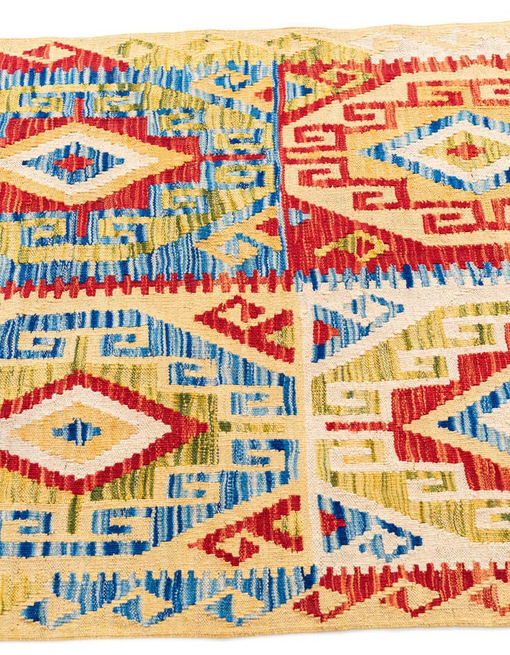 Detail image of  3' 4 x 6' 6  Hand Woven Kilim Maymana Wool Rug
