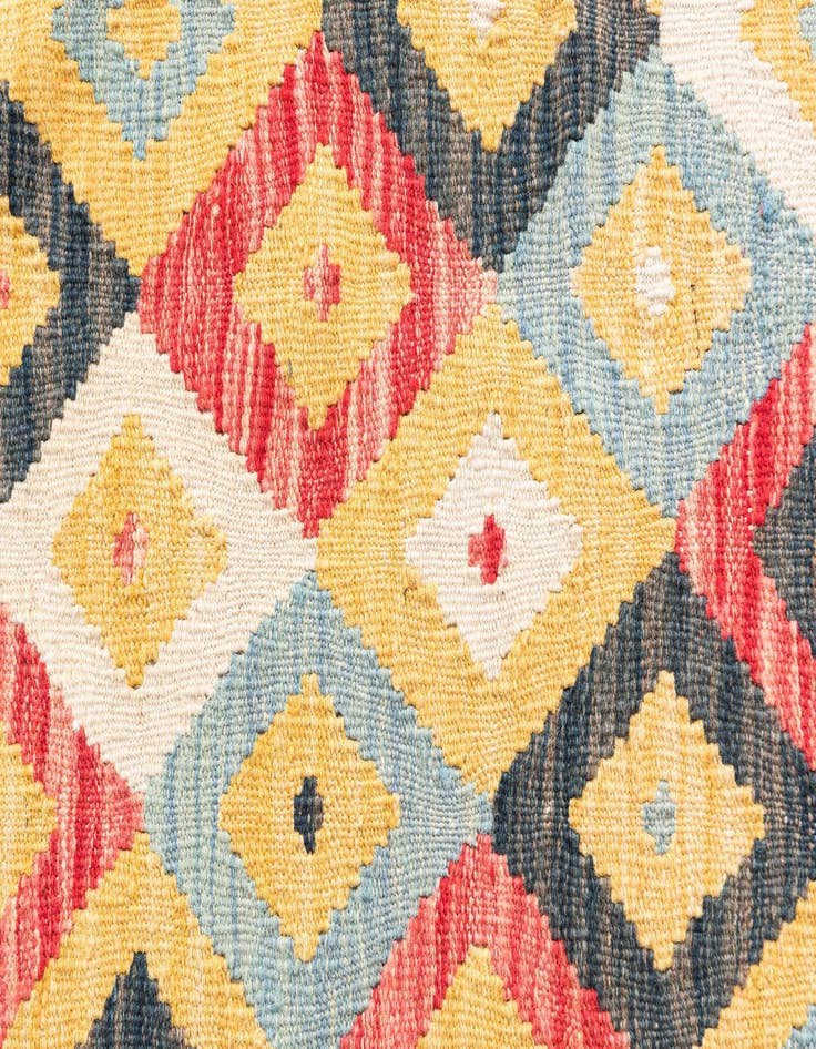 Detail image of  4' 2 x 5' 7  Hand Woven Kilim Maymana Wool Rug