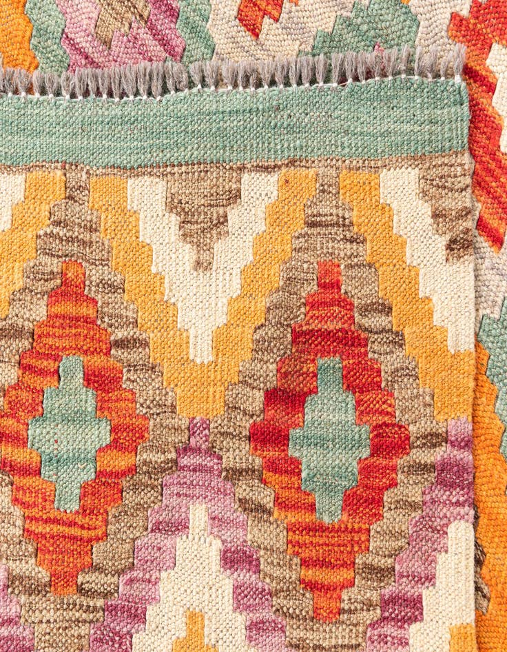 Detail image of  4' 4 x 5' 8  Hand Woven Kilim Maymana Wool Rug
