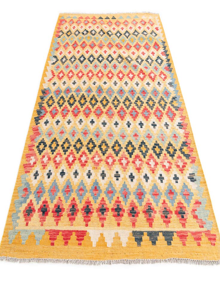 Detail image of  4' 2 x 6' 2  Hand Woven Kilim Maymana Wool Rug