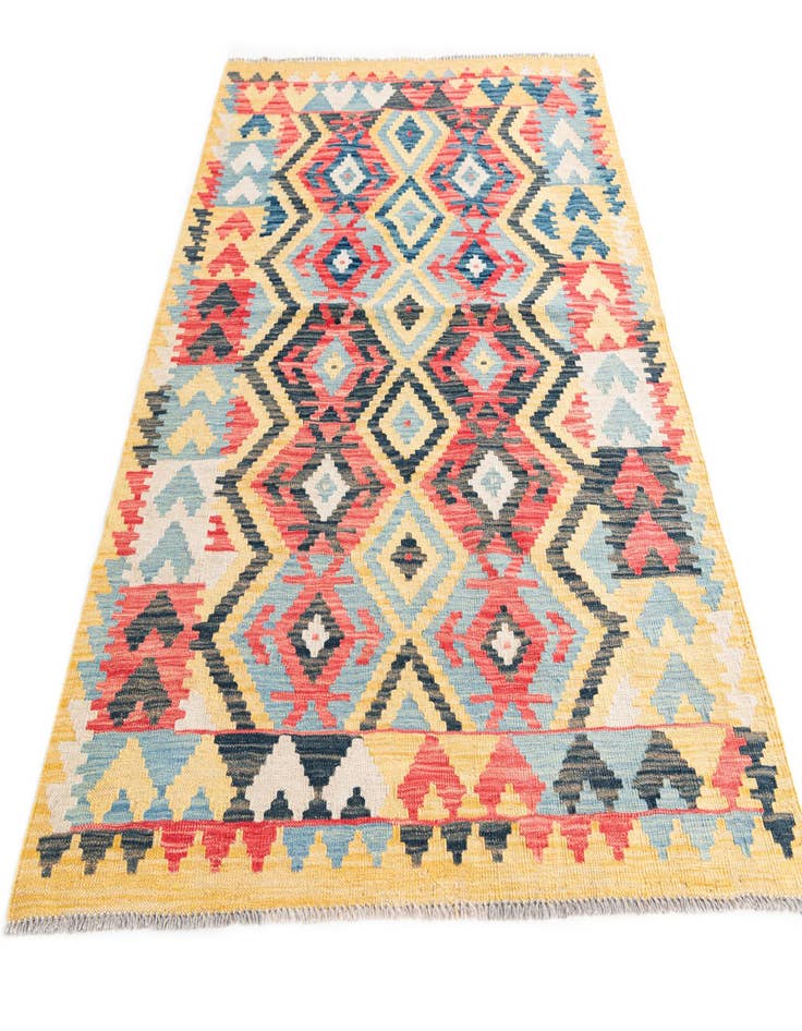 Detail image of  4' 3 x 5' 9  Hand Woven Kilim Maymana Wool Rug