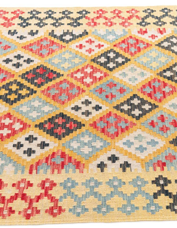 Detail image of  4' 2 x 6'  Hand Woven Kilim Maymana Wool Rug