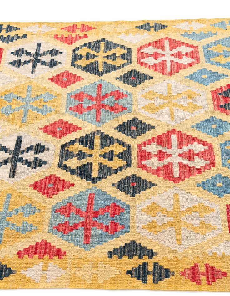 Detail image of  4' 2 x 6'  Hand Woven Kilim Maymana Wool Rug
