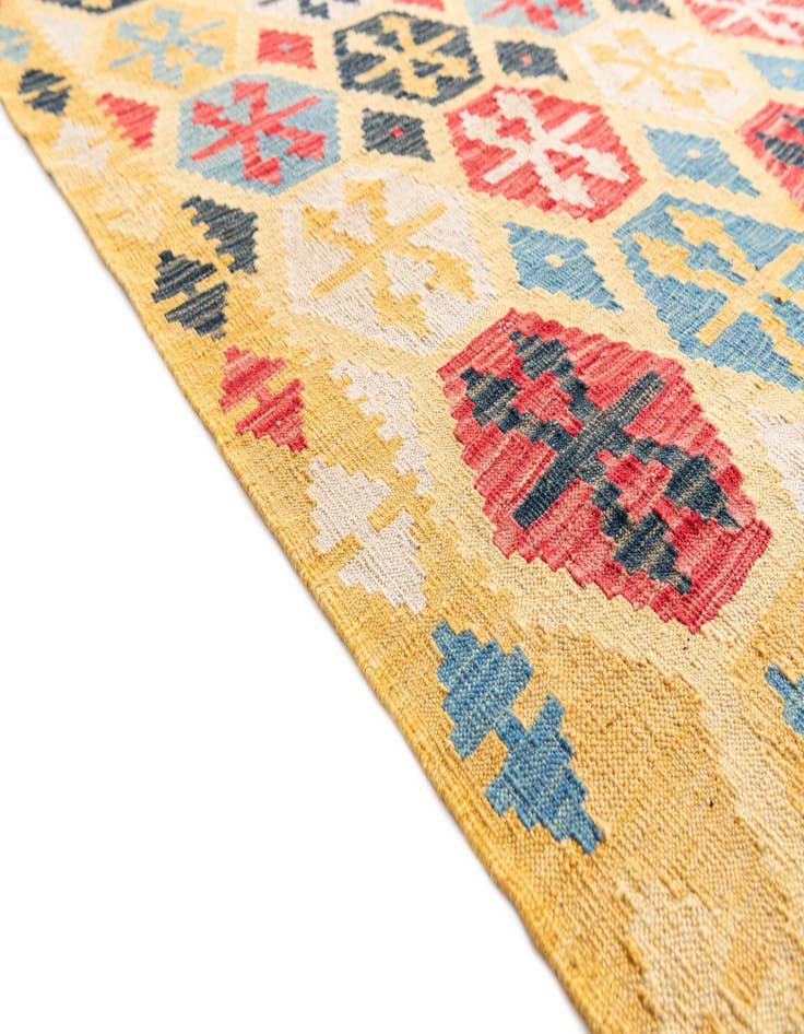 Detail image of  4' 2 x 6'  Hand Woven Kilim Maymana Wool Rug