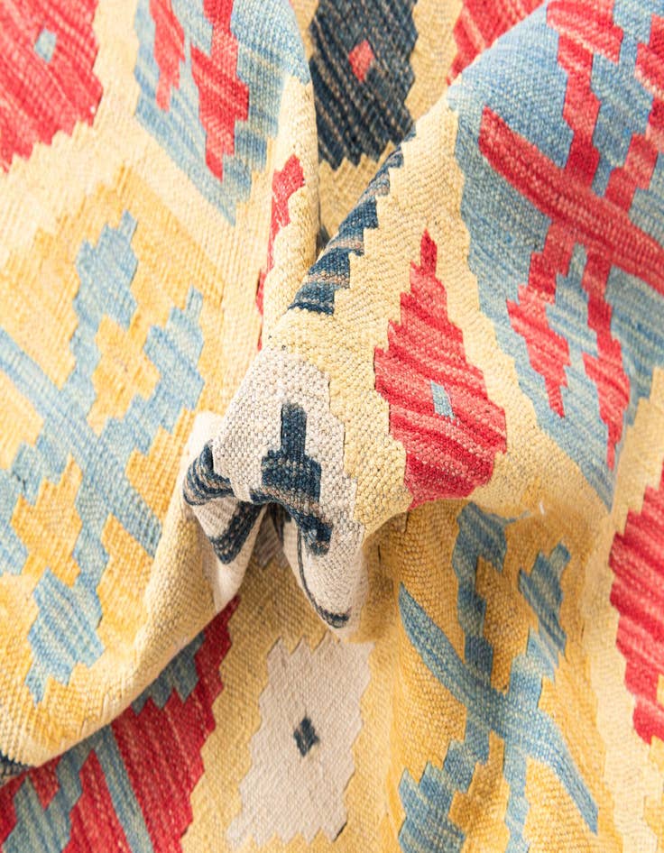 Detail image of  4' 2 x 6'  Hand Woven Kilim Maymana Wool Rug