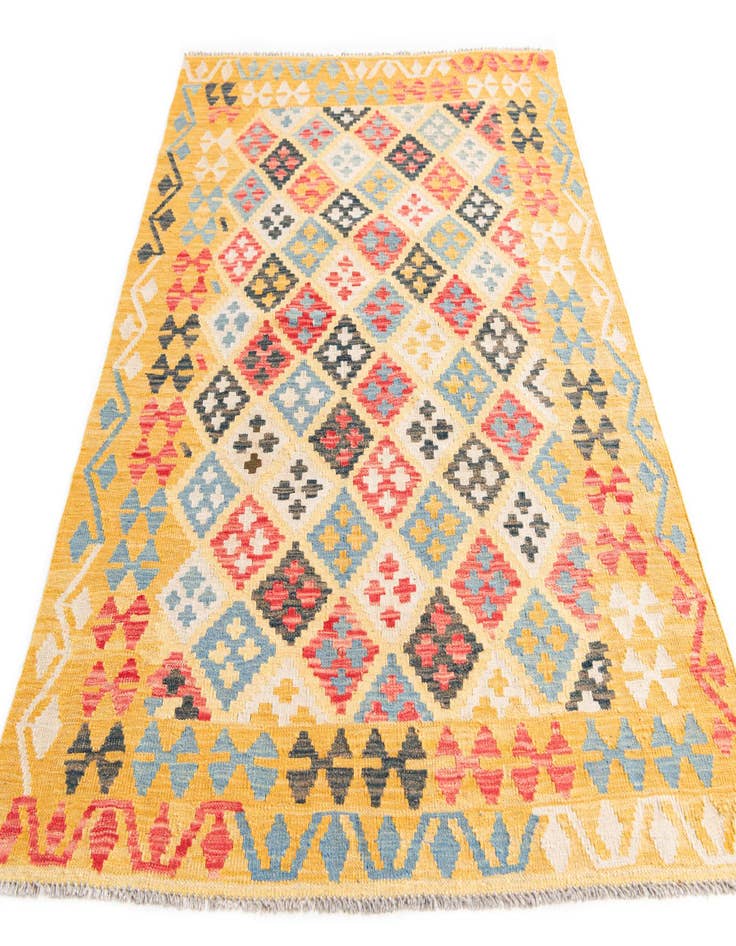 Detail image of  4' 2 x 6'  Hand Woven Kilim Maymana Wool Rug