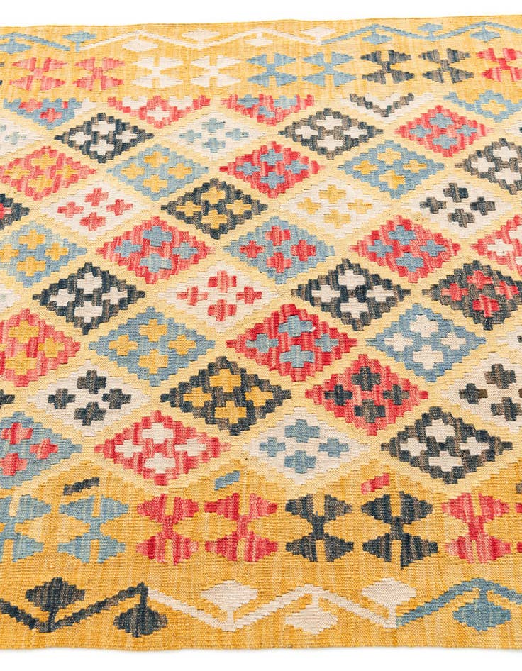 Detail image of  4' 2 x 6'  Hand Woven Kilim Maymana Wool Rug