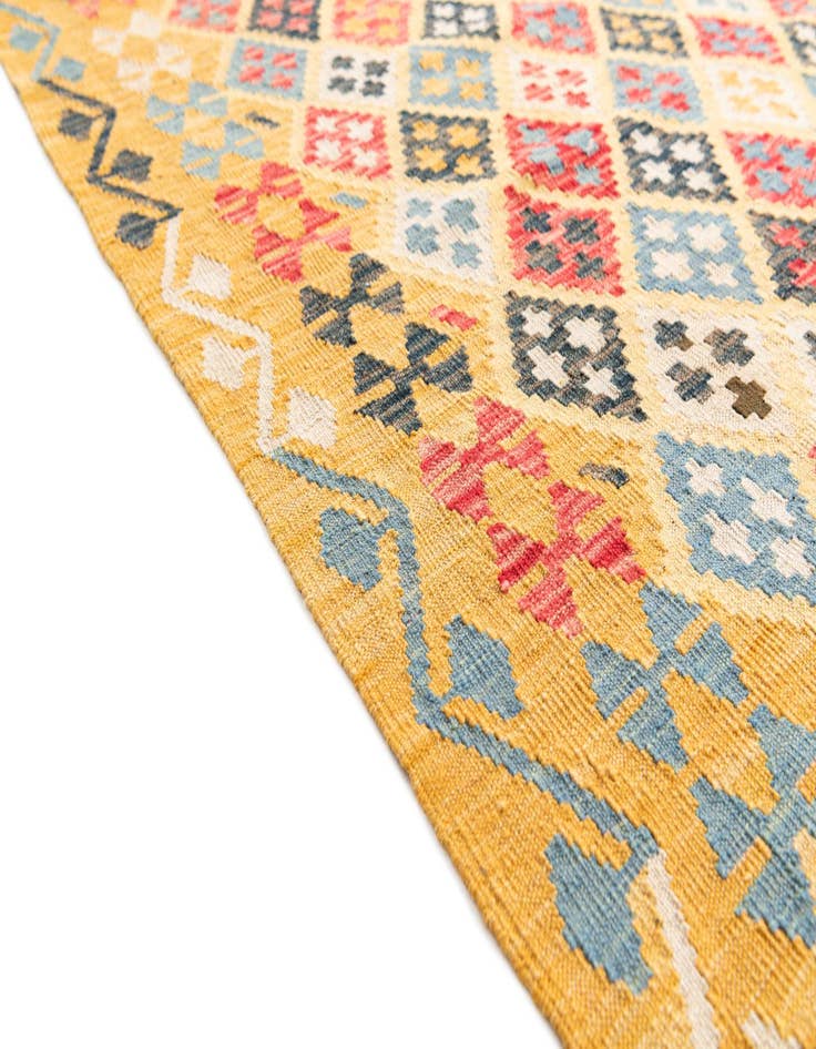 Detail image of  4' 2 x 6'  Hand Woven Kilim Maymana Wool Rug