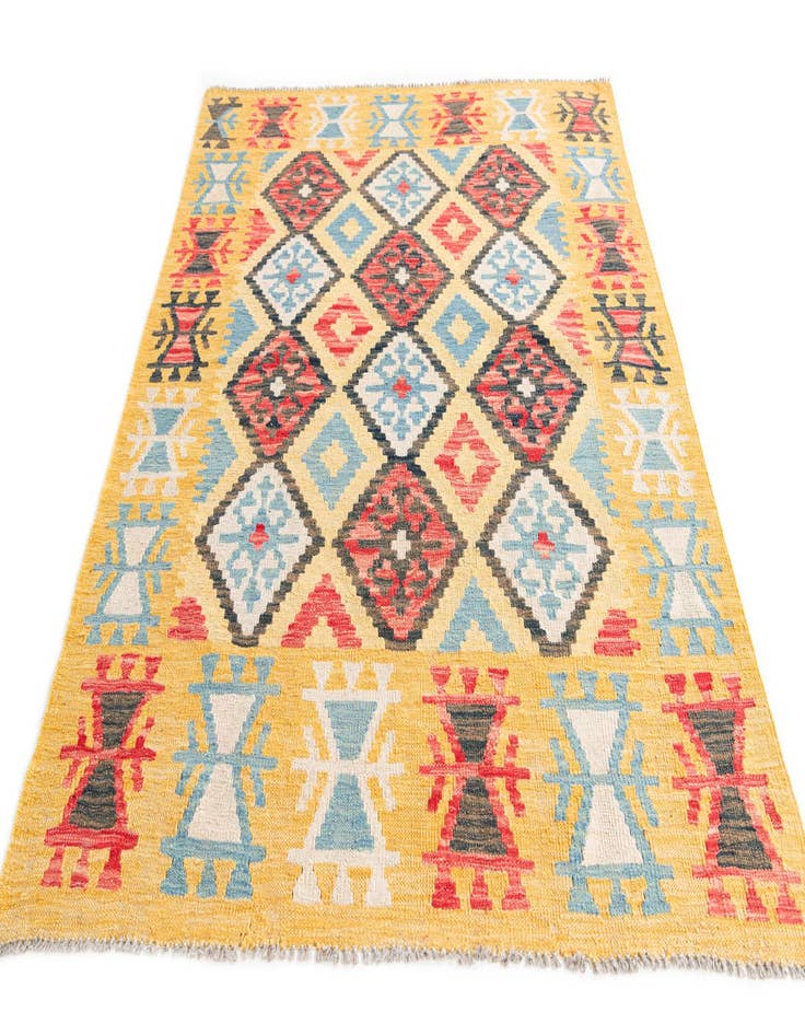 Detail image of  4' 3 x 5' 7  Hand Woven Kilim Maymana Wool Rug