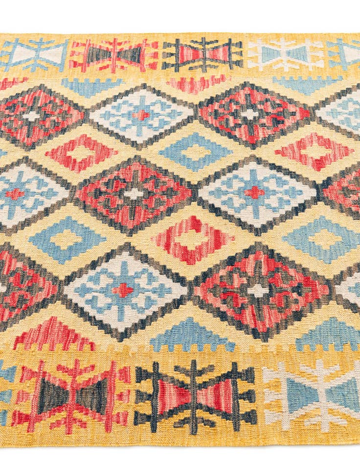 Detail image of  4' 3 x 5' 7  Hand Woven Kilim Maymana Wool Rug