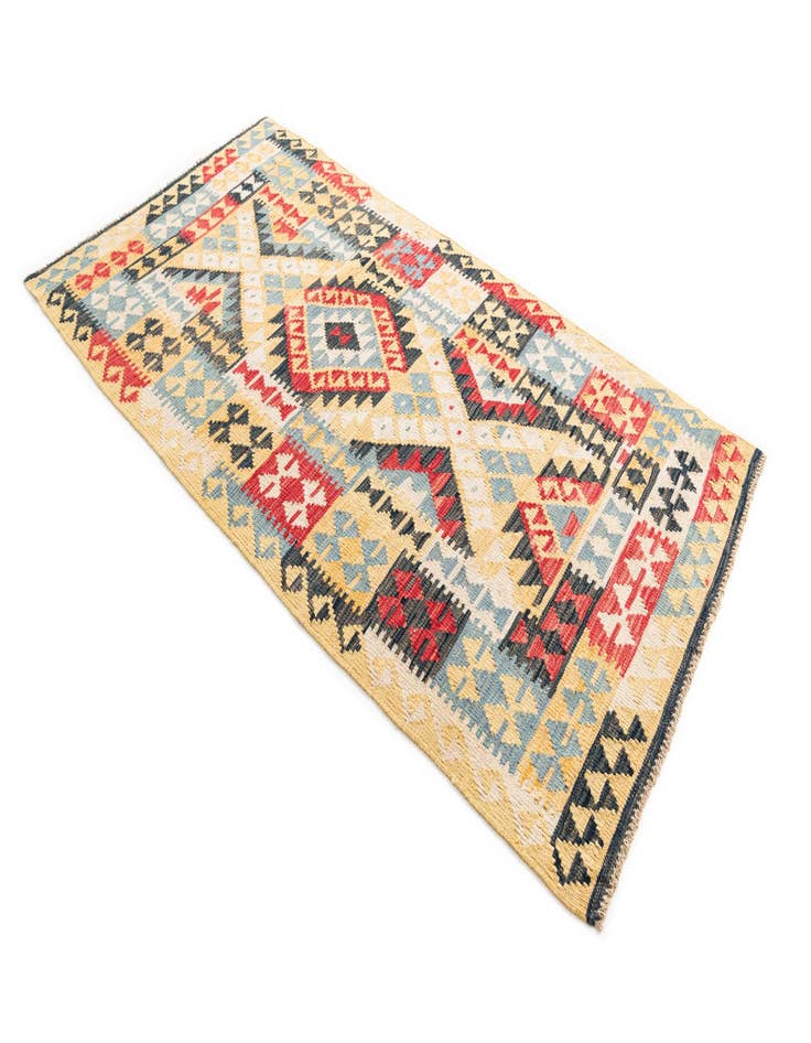 Detail image of  3' 6 x 6' 6  Hand Woven Kilim Maymana Wool Rug