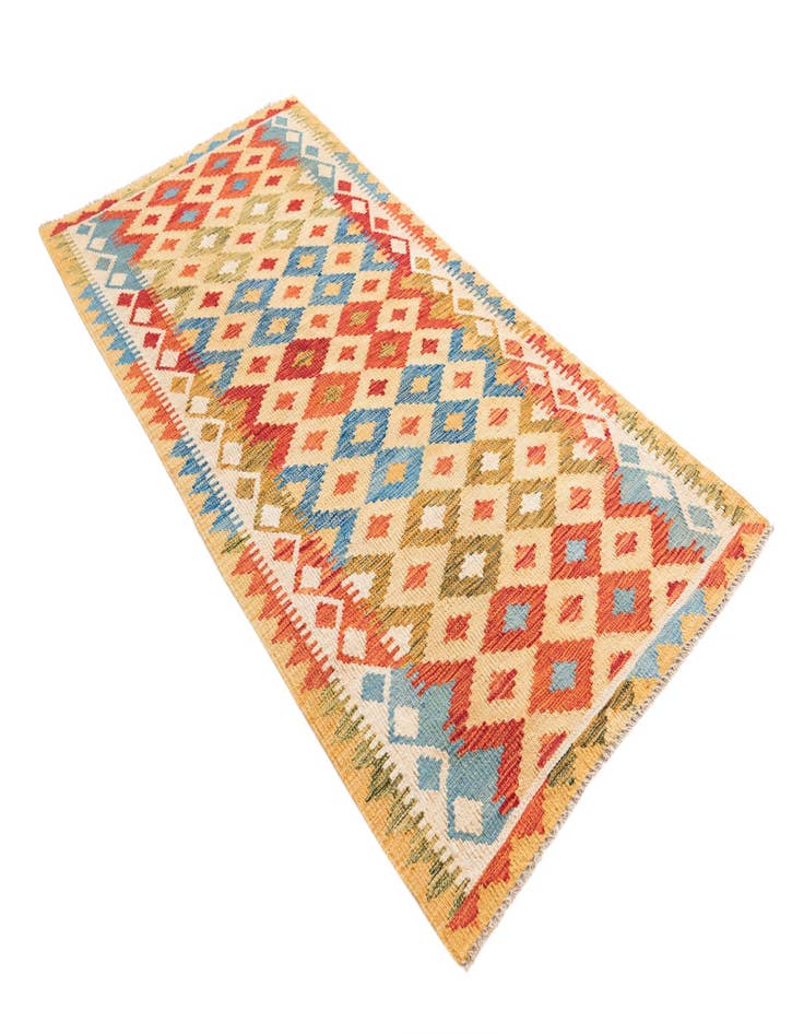 Detail image of  3' 3 x 6' 5  Hand Woven Kilim Maymana Wool Rug