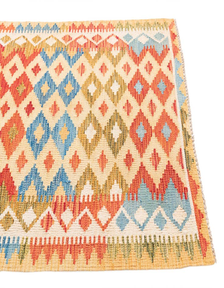 Detail image of  3' 3 x 6' 5  Hand Woven Kilim Maymana Wool Rug