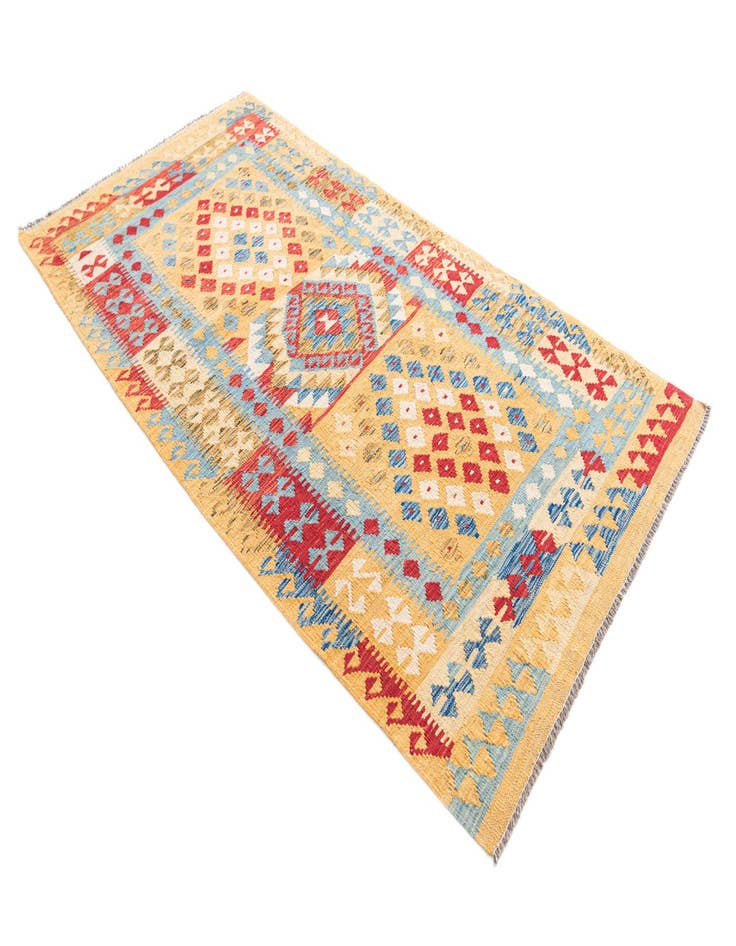 Detail image of  3' 6 x 6' 8  Hand Woven Kilim Maymana Wool Rug