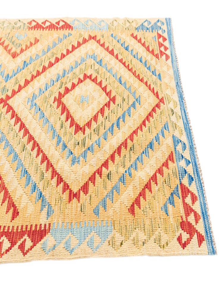 Detail image of  3' 9 x 6' 6  Hand Woven Kilim Maymana Wool Rug