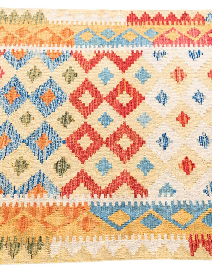 Detail image of  3' 7 x 6' 6  Hand Woven Kilim Maymana Wool Rug