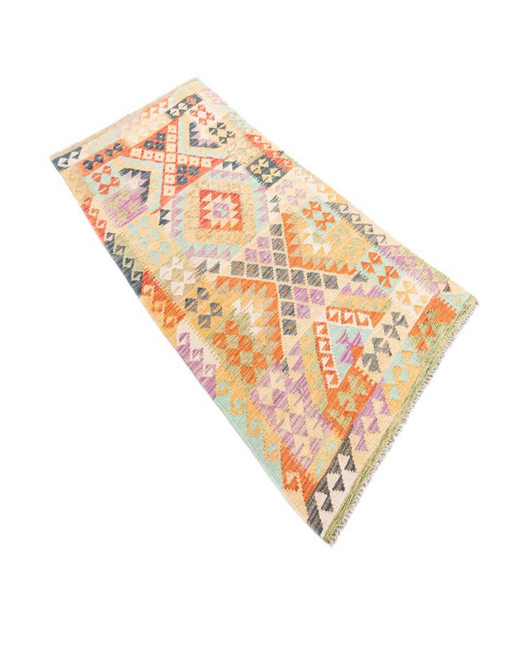 Detail image of  3' 5 x 6' 6  Hand Woven Kilim Maymana Wool Rug