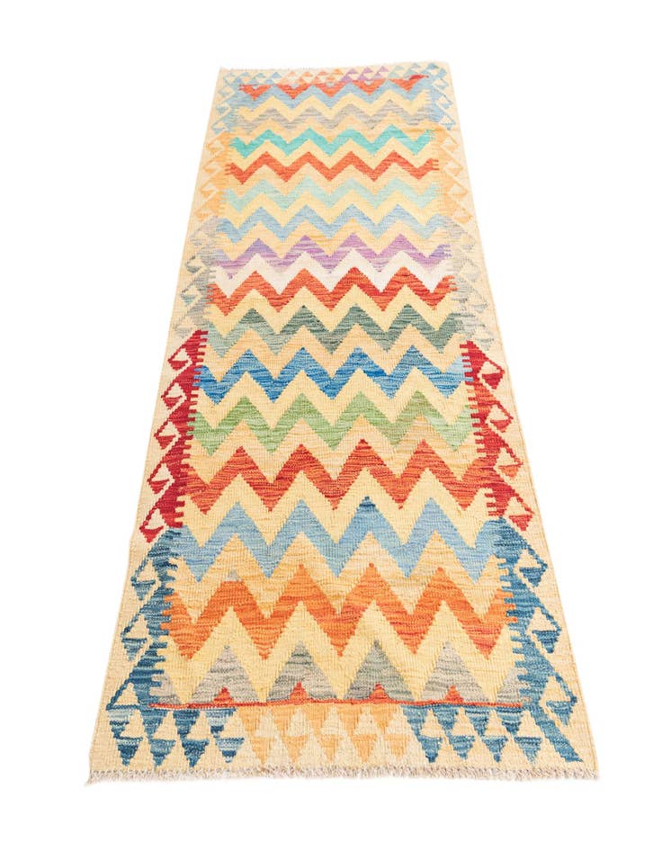 Detail image of  3' 4 x 6' 4  Hand Woven Kilim Maymana Wool Rug