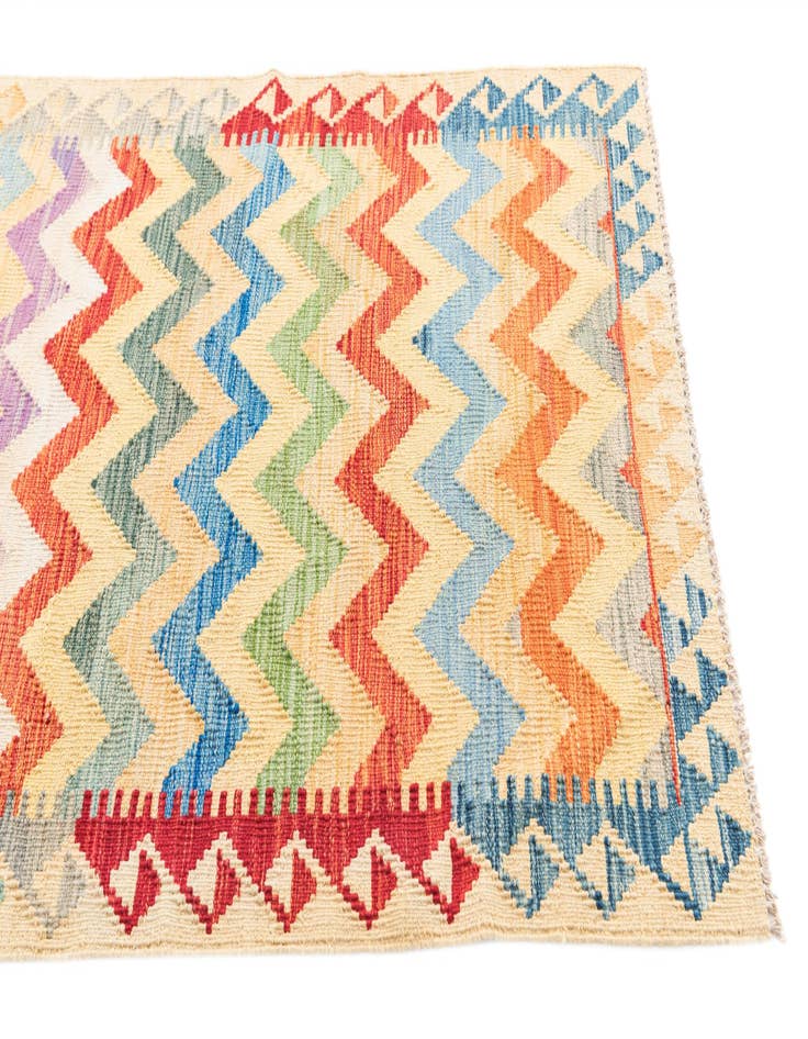 Detail image of  3' 4 x 6' 4  Hand Woven Kilim Maymana Wool Rug