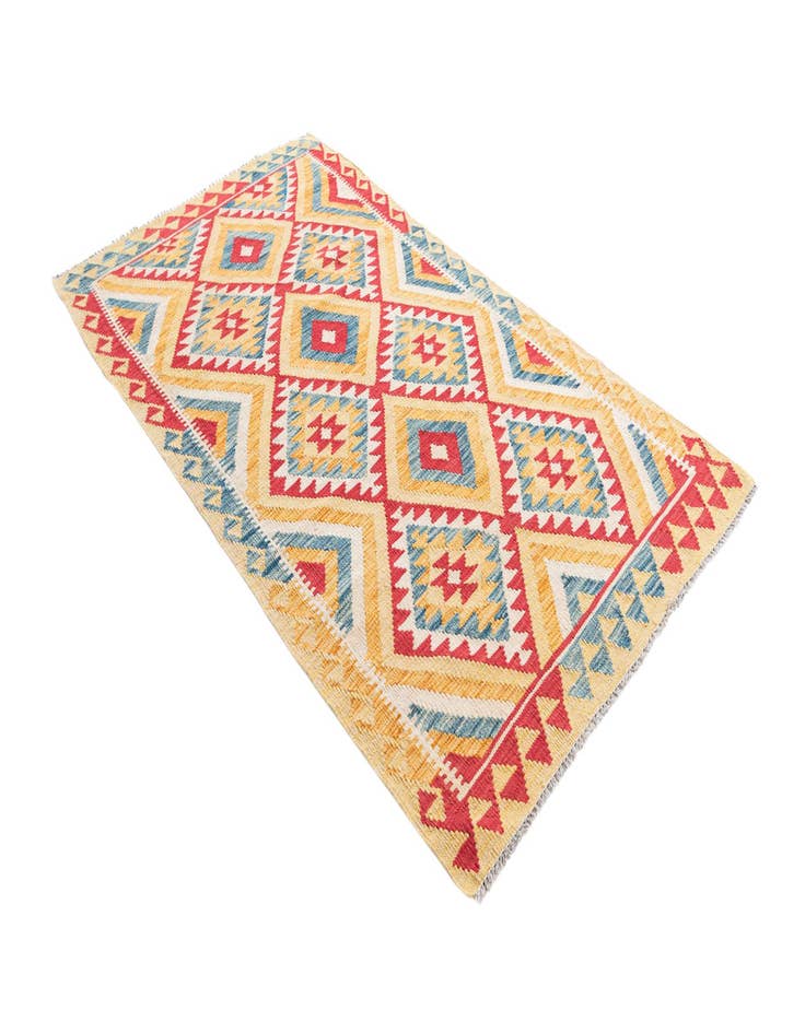 Detail image of  3' 9 x 6' 6  Hand Woven Kilim Maymana Wool Rug