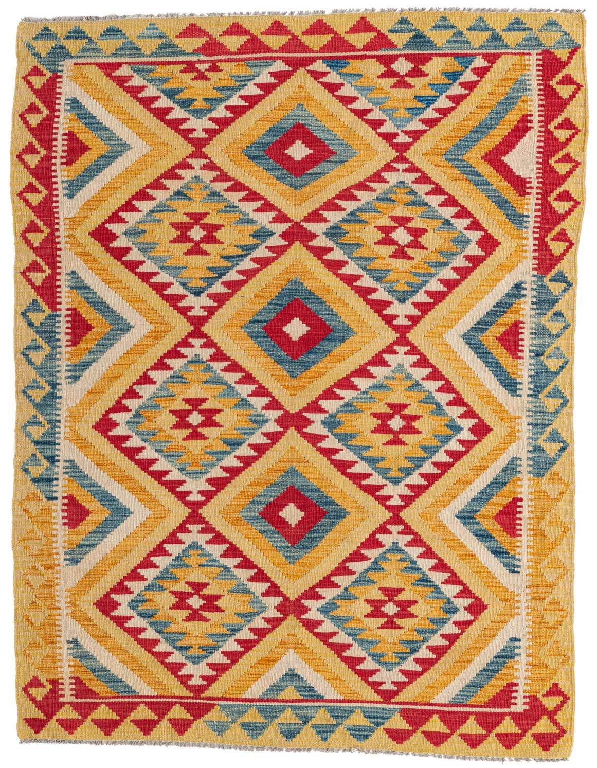 Primary image  3' 9 x 6' 6  Hand Woven Kilim Maymana Wool Rug