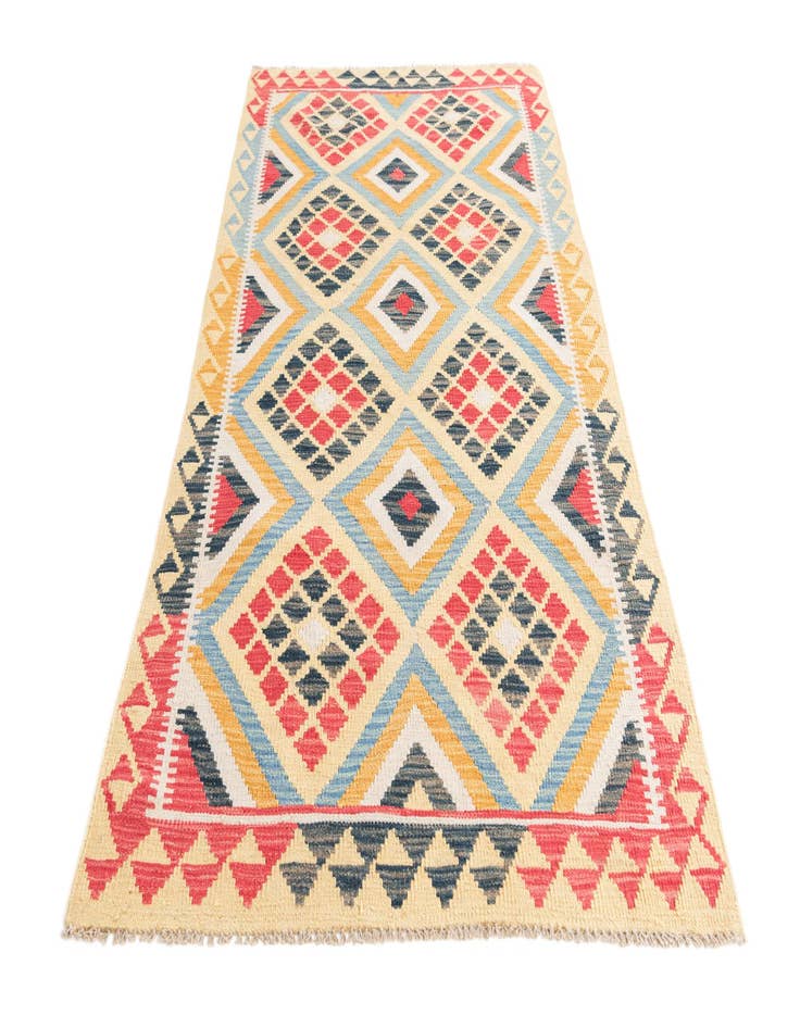 Detail image of  3' 6 x 6' 6  Hand Woven Kilim Maymana Wool Rug