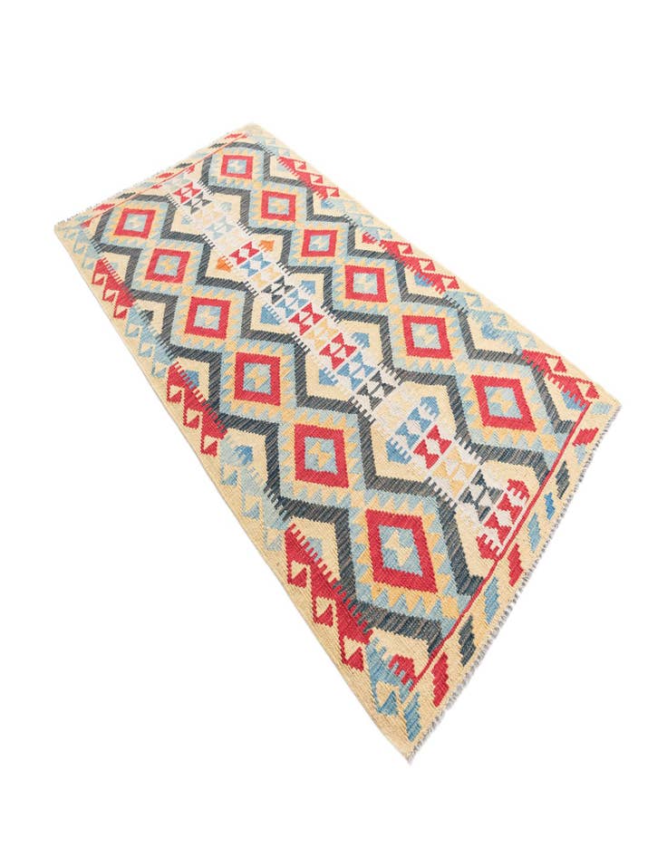 Detail image of  3' 7 x 6' 7  Hand Woven Kilim Maymana Wool Rug