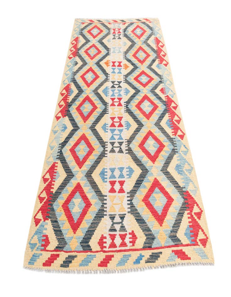 Detail image of  3' 7 x 6' 7  Hand Woven Kilim Maymana Wool Rug