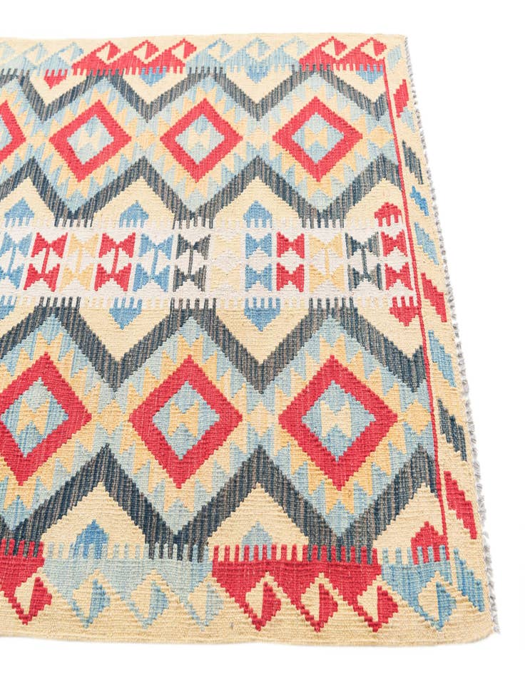Detail image of  3' 7 x 6' 7  Hand Woven Kilim Maymana Wool Rug