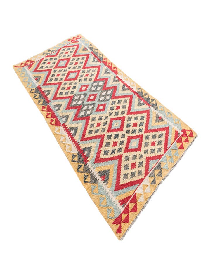 Detail image of  3' 7 x 6' 9  Hand Woven Kilim Maymana Wool Rug