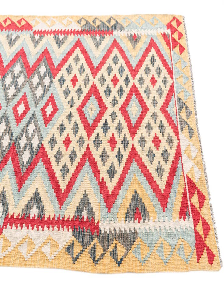 Detail image of  3' 7 x 6' 9  Hand Woven Kilim Maymana Wool Rug
