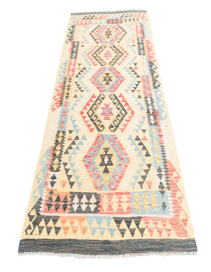 Detail image of  3' 7 x 6' 9  Hand Woven Kilim Maymana Wool Rug