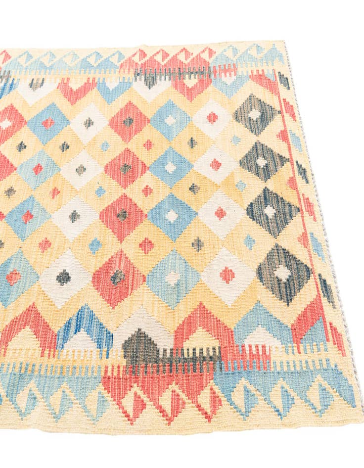 Detail image of  3' 5 x 6' 6  Hand Woven Kilim Maymana Wool Rug
