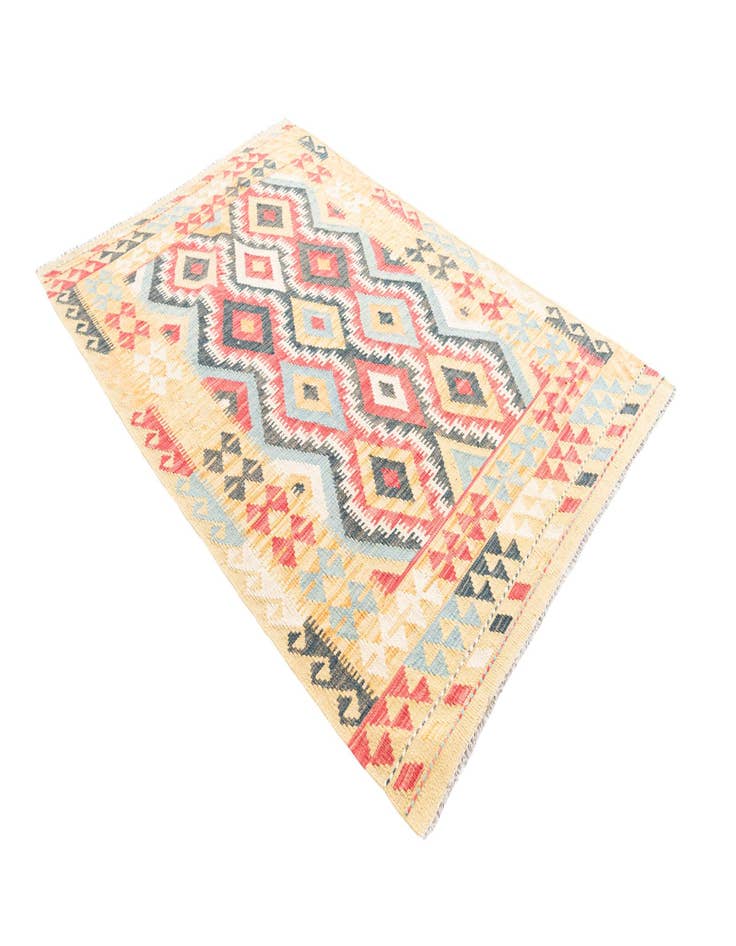 Detail image of  4' 2 x 6' 2  Hand Woven Kilim Maymana Wool Rug