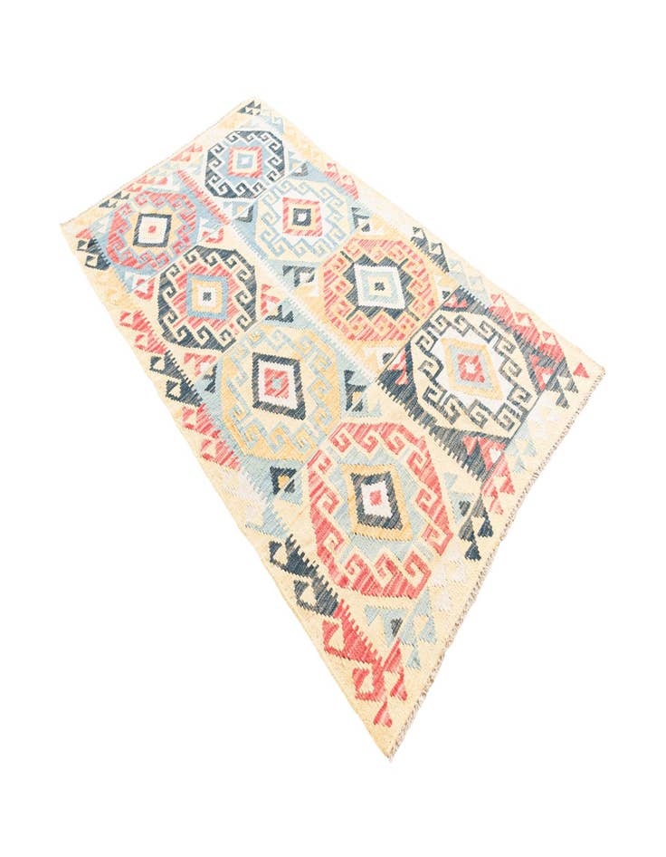 Detail image of  3' 5 x 5' 9  Hand Woven Kilim Maymana Wool Rug