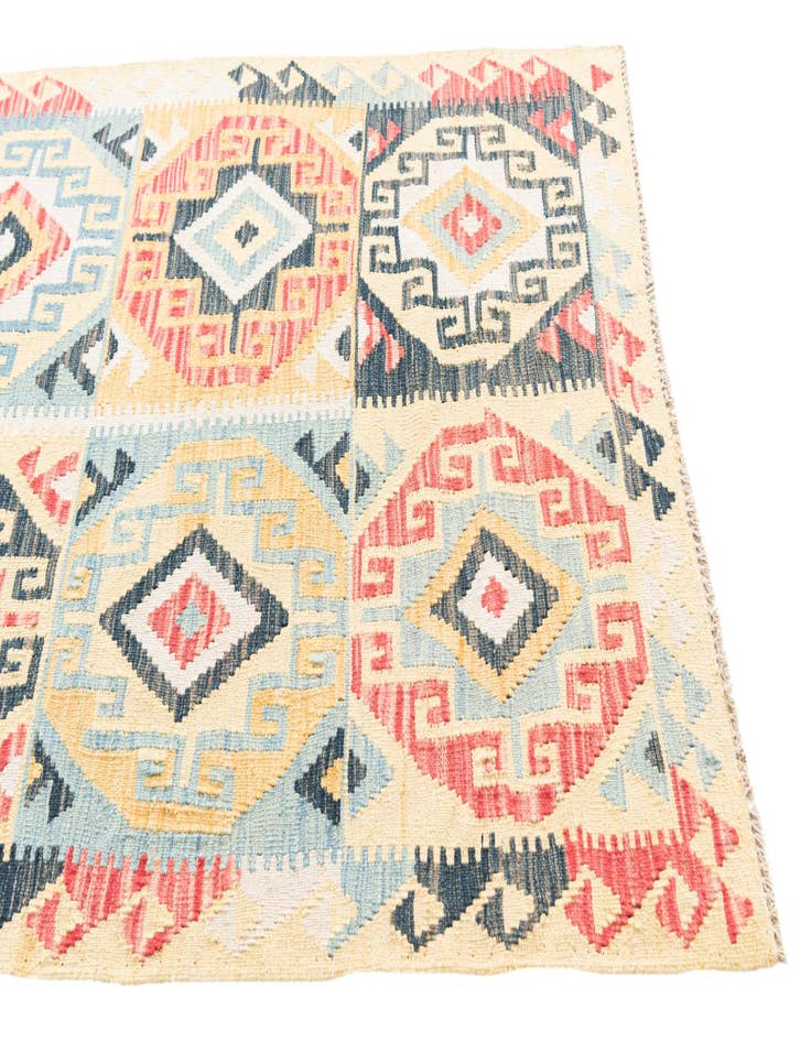 Detail image of  3' 5 x 5' 9  Hand Woven Kilim Maymana Wool Rug