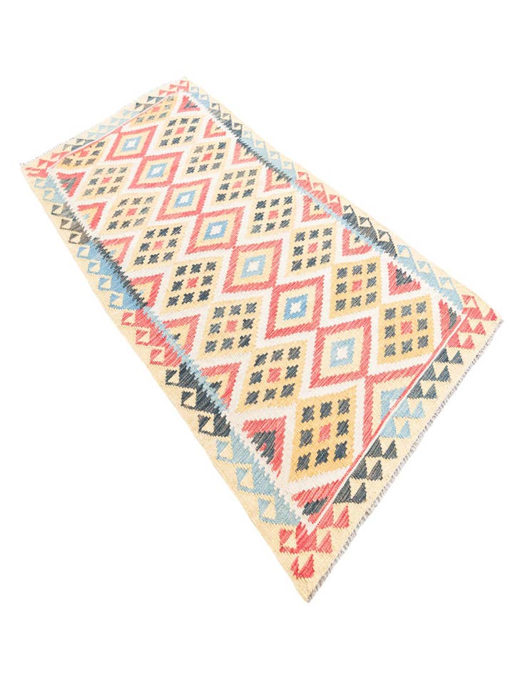 Detail image of  3' 8 x 6' 9  Hand Woven Kilim Maymana Wool Rug