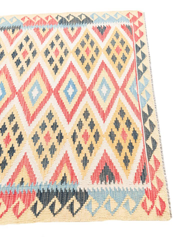 Detail image of  3' 8 x 6' 9  Hand Woven Kilim Maymana Wool Rug
