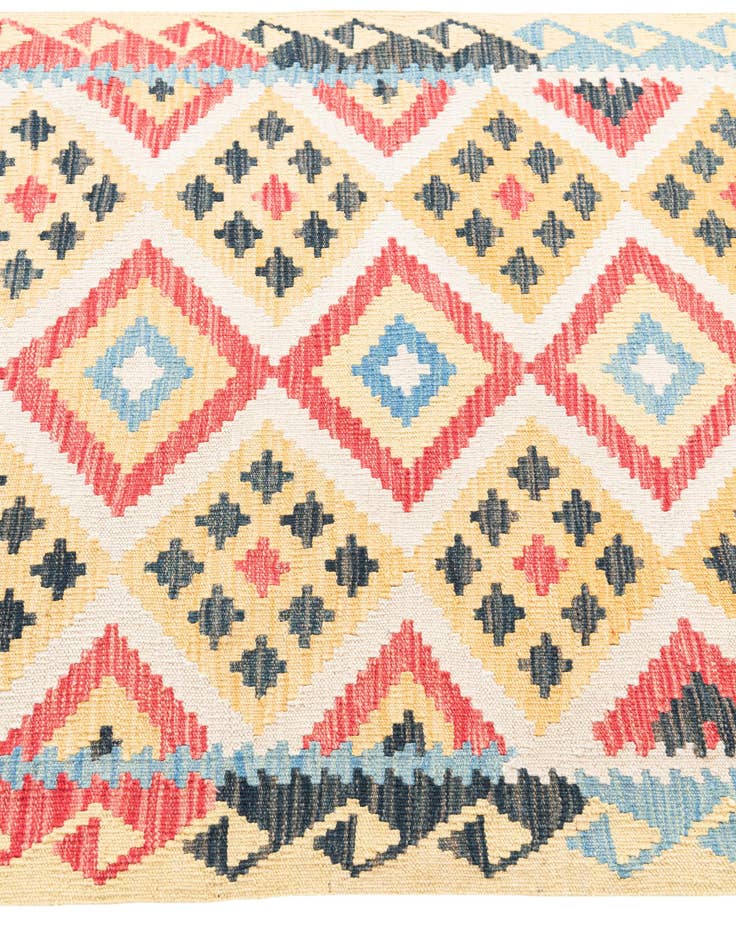Detail image of  3' 8 x 6' 9  Hand Woven Kilim Maymana Wool Rug