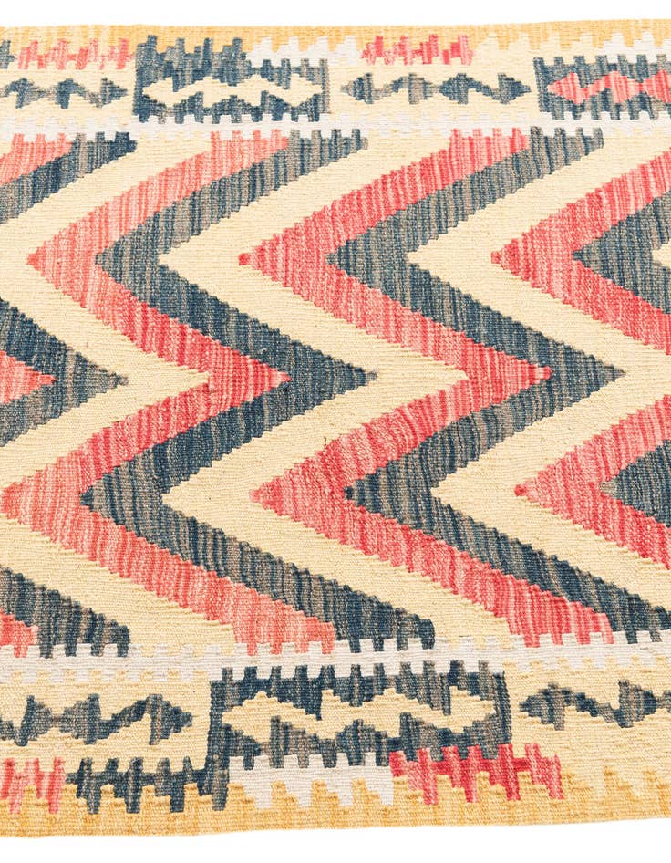 Detail image of  3' 7 x 6' 6  Hand Woven Kilim Maymana Wool Rug