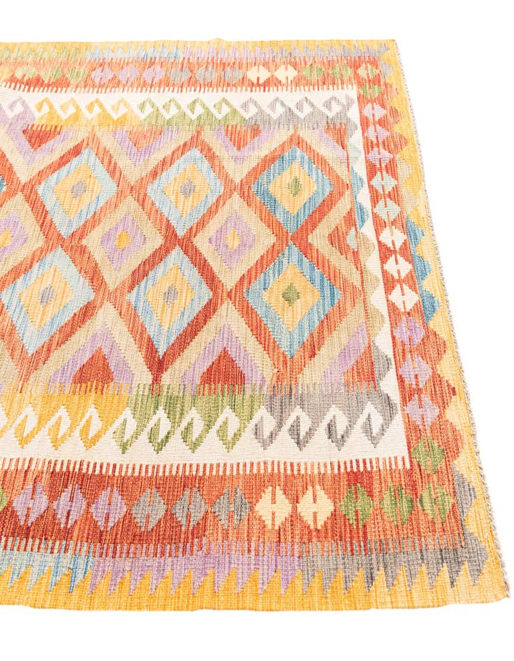 4' 4 x 5' 10  Hand Woven Kilim Maymana Wool Rug