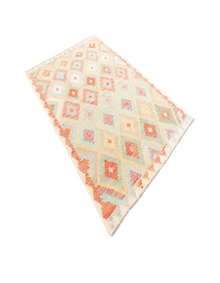 Detail image of  4' 1 x 5' 9  Hand Woven Kilim Maymana Wool Rug