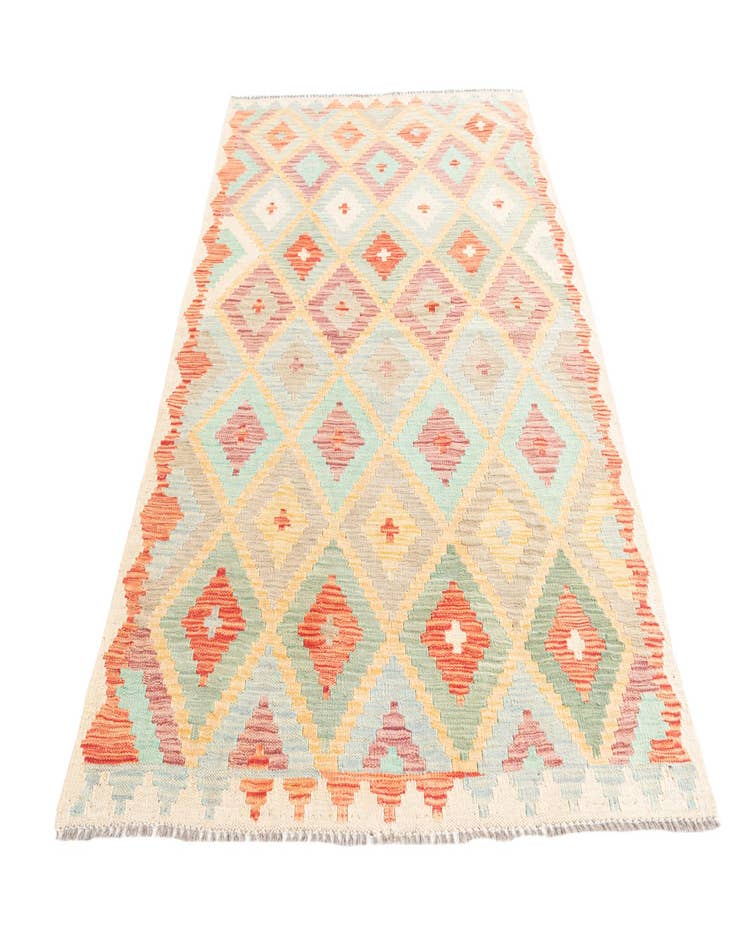 Detail image of  4' 1 x 5' 9  Hand Woven Kilim Maymana Wool Rug