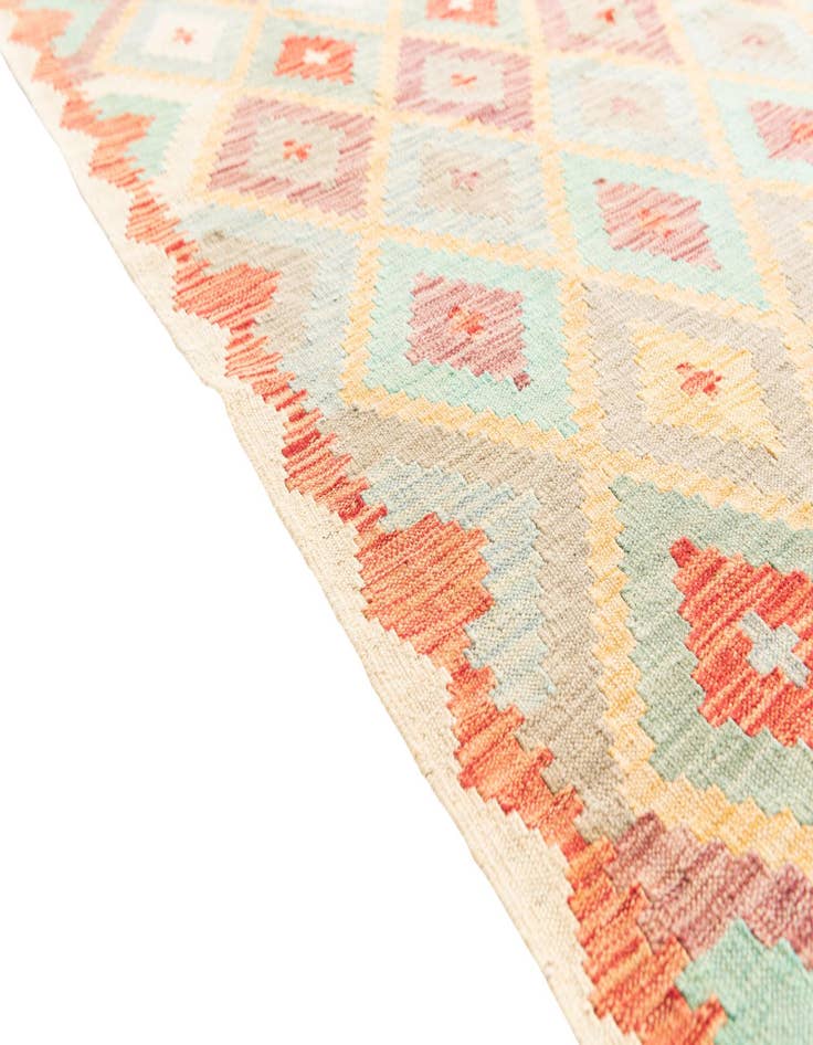 Detail image of  4' 1 x 5' 9  Hand Woven Kilim Maymana Wool Rug