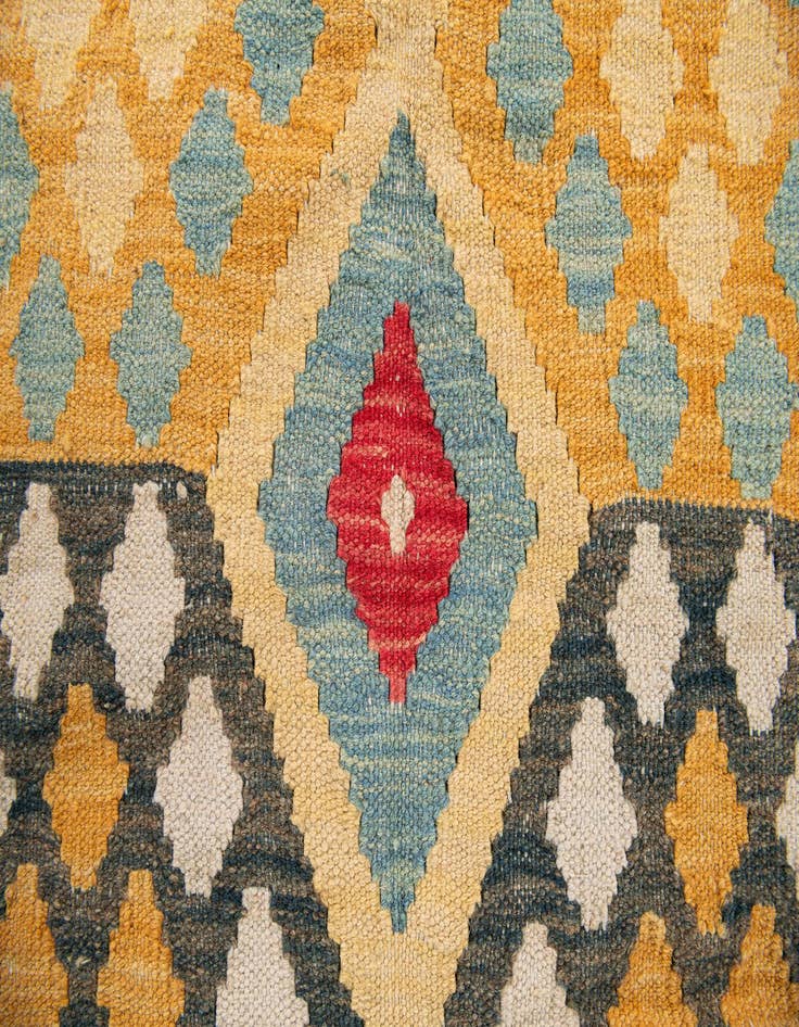 Detail image of  4' 2 x 5' 8  Hand Woven Kilim Maymana Wool Rug