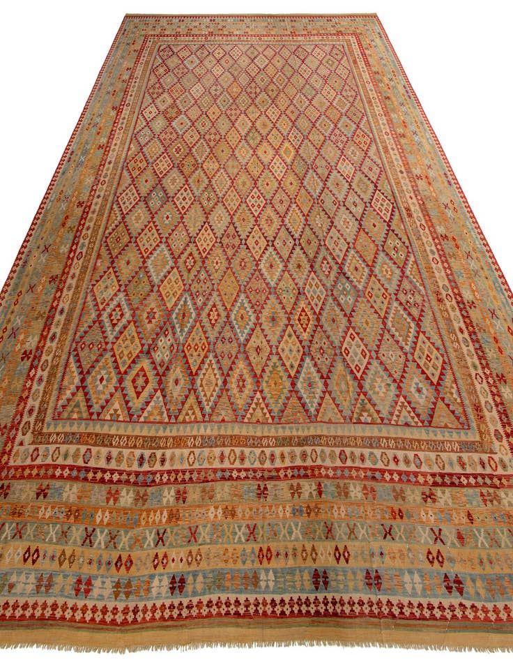 Detail image of  20' 2 x 25' 7  Hand Woven Kilim Maymana Wool Rug